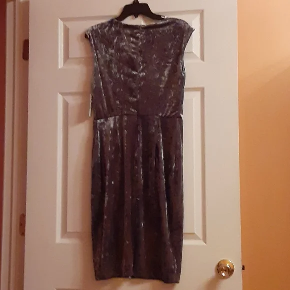 Eci Silvery Blue Crushed Velvet Dress - Picture 6 of 12